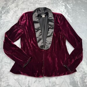 VENUS Velvet Jacket Womens Blazer Size 4 Burgundy Black Goth Dark Fairy Fae